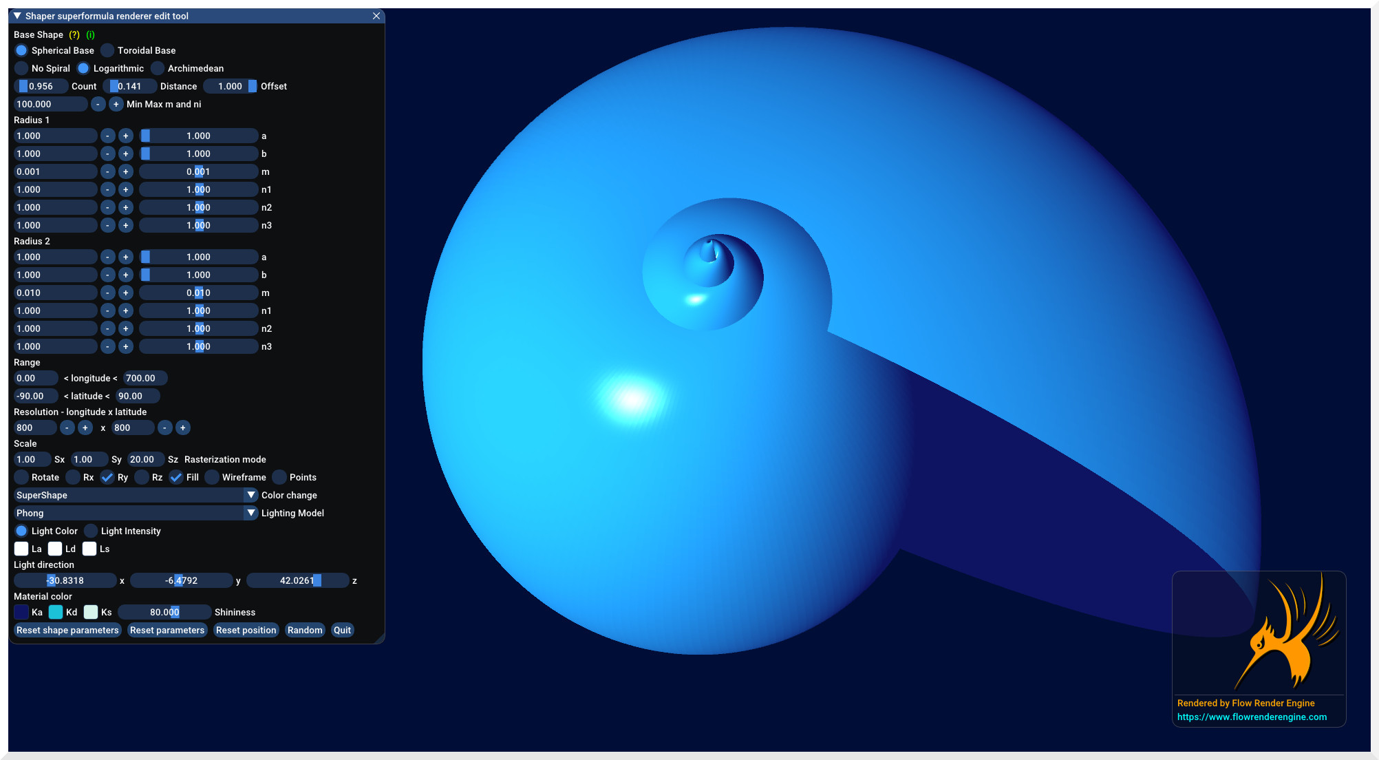 Flow Render Engine - Supershapes Superformula Emscripten